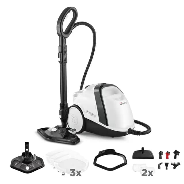 Polti Vaporetto Smart 120, Nettoyeur Vapeur avec Chaudière Haute Pression 4 Bars, Réservoir Amovible 2 Litres, Autonomie Illimitée, Chauffe en 2 Minutes, 14 Accessoires Inclus, Blanc et Noir – Image 1