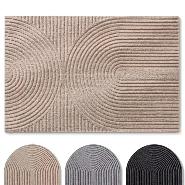 Blumtal - Tapis Entree Interieur et Exterieur 40x60 cm - Tapis Exterieur antidérapant - paillasson en Polyester très résistant et Absorbant la saleté - Tapis Lavable en Machine - Beige Motif Vagues