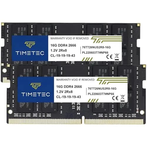 Timetec 32 Go KIT(2x16Go) DDR4 2666 MHz (PC4-2666V) PC4-21300 SODIMM – Non-ECC sans Tampon, 260 Broches, 1,2 V, CL19, Module de mémoire pour Ordinateur Portable, Mini-PC et Ordinateur Tout-en-Un