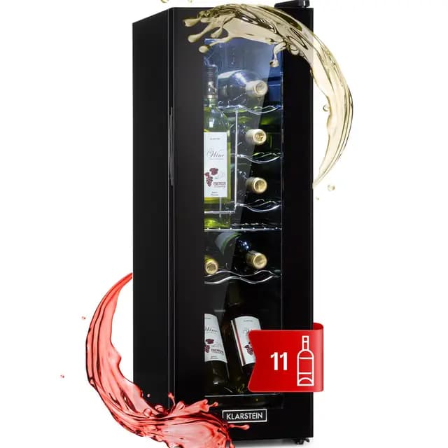 Klarstein Cave a Vin sur Pieds, Caves à Vin de 32L avec une Porte en Verre, Cave a Vins à Zone Unique, Bar Intérieur/Extérieur, Frigo vin, Cave a Vin de Vieillissement, Petite Cave à Vin 12 Bouteilles – Image 1