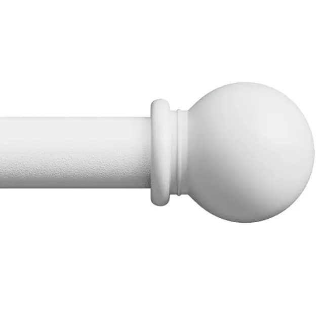 Tringle Rideau, 80-120 cm Tringle à Rideau Extensible avec Embouts à Boule avec Supports, 16mm de Diamètre Fenêtre Décorative tringle rideaux (Blanc)