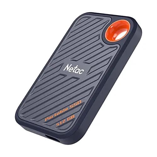 Netac ZX20 512GB Extreme 512GB NVMe Portable SSD USB 3.2-C Jusqu'à 2000MB/s Résistant à la Lecture Protégé Contre la Poussière