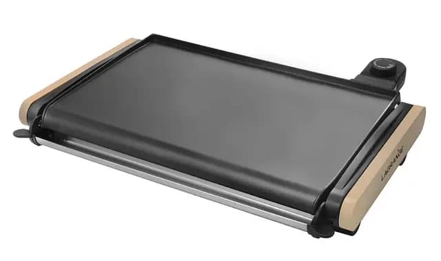 LAGRANGE, Plancha Equilibre, 2000 W, Fabrication française, Thermostat réglable, Revêtement antiadhésif, Bac à jus amovible, Poignées en bois, 229004