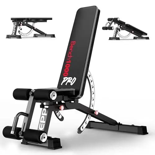 Keppi Banc Musculation, avec 600 kg Capacité, Banc de Musculation Multifonction pour Entraînement à Domicile, Banc d'Abdominaux, Développé Couché & Fitness Corporel - Bench1000 Pro