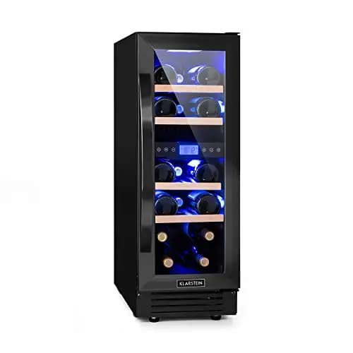 KLARSTEIN Cave a Vin Encastrable, Caves à Vin de 53L avec une Porte en Verre, Cave a Vins à Double Zone, Bar Intérieur/Extérieur, Frigo Vin, de Vieillissement, 17 Bouteilles – Image 1