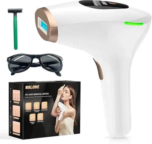 NALONE IPL Épilateur Lumière Pulsée, Laser Lumière pulsée 999,900 Flashes, 1200NM Longueur d'onde, Indolore pour Le Corps Entier Épilateur Laser pour Hommes, Femmes, Corps, Ascelle, Gambe Sensibili