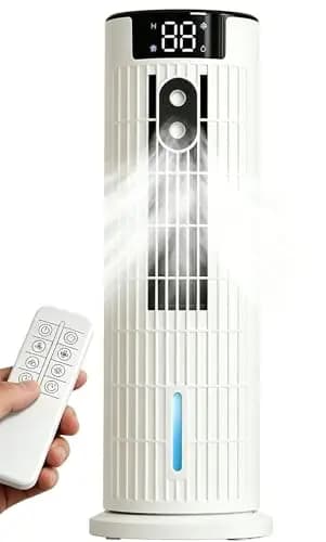 Climatiseur Mobile Silencieux Refroidisseur d'Air,Ultra-élevée,Refroidissement par Brume Froide, Timer 2-10h,6 Vitesses de Ventilation, 2 Modes,3 Niveaux Réglables, Oscillation 90°,pour Chambre,Bureau