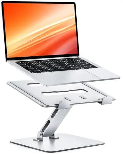 CIRYCASE Support Ordinateur Portable Bureau, Rehausseur PC Portable Stable Aluminium, Ergonomique Laptop Stand Ventilé Réglable & Pliable Porte-Copie, pour MacBook, HP et Autres Notebooks 10-16" – Image 1