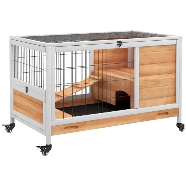 PawHut Clapier Lapin Intérieur 2 Niveaux