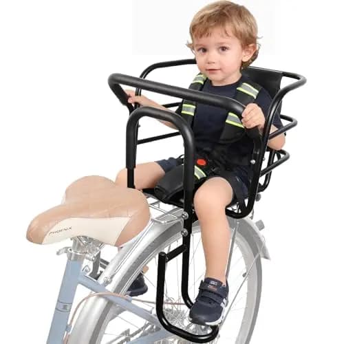 QMD Siège vélo Enfant arrière, avec Repose-Pieds, Dossier et Barre de Maintien, conçu pour Les Enfants de 18 Mois à 8 Ans, Installation Facile