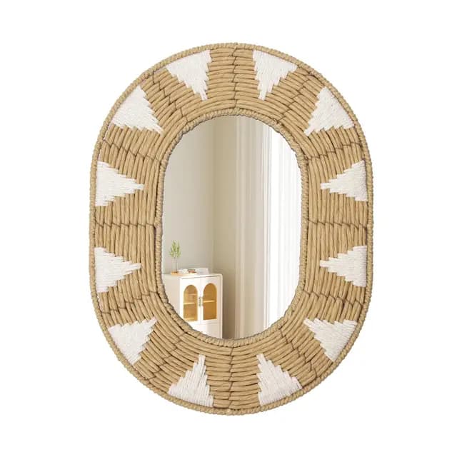 Oairse Miroir mural ovale en rotin