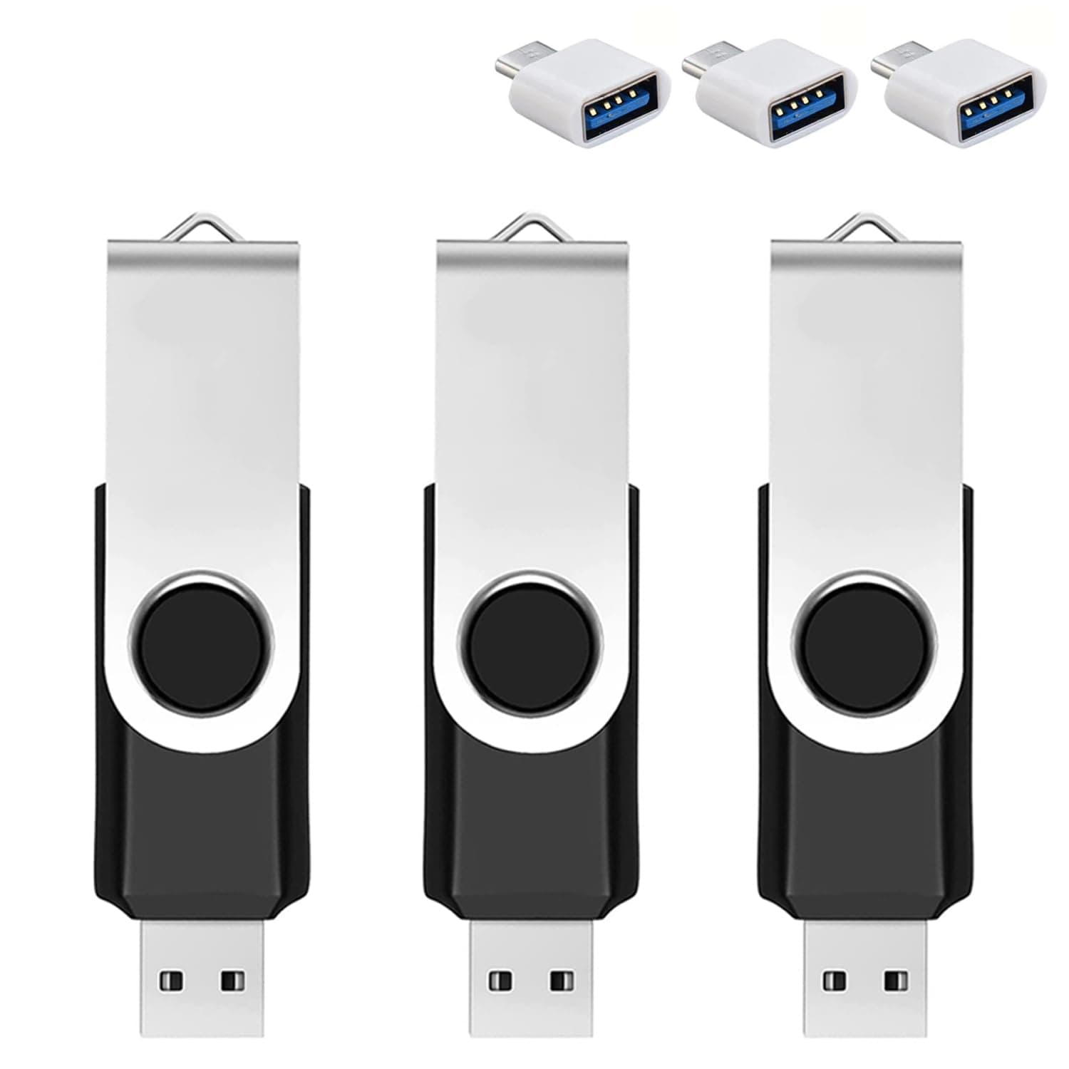 Pack 3 Clés USB 128 Go avec Adaptateur Type-C et Boîte de Rangement