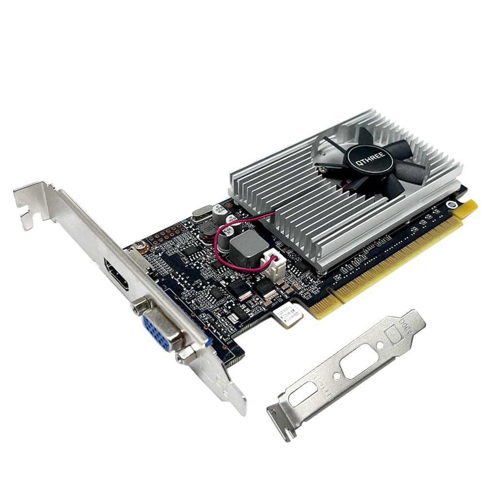 QTHREE GeForce GT 210 1G D3 64-bit Carte Graphique, 1x HDMI, 1x VGA, Carte Graphique Low Profile pour Mini PC, PCI Express x16, DirectX 10