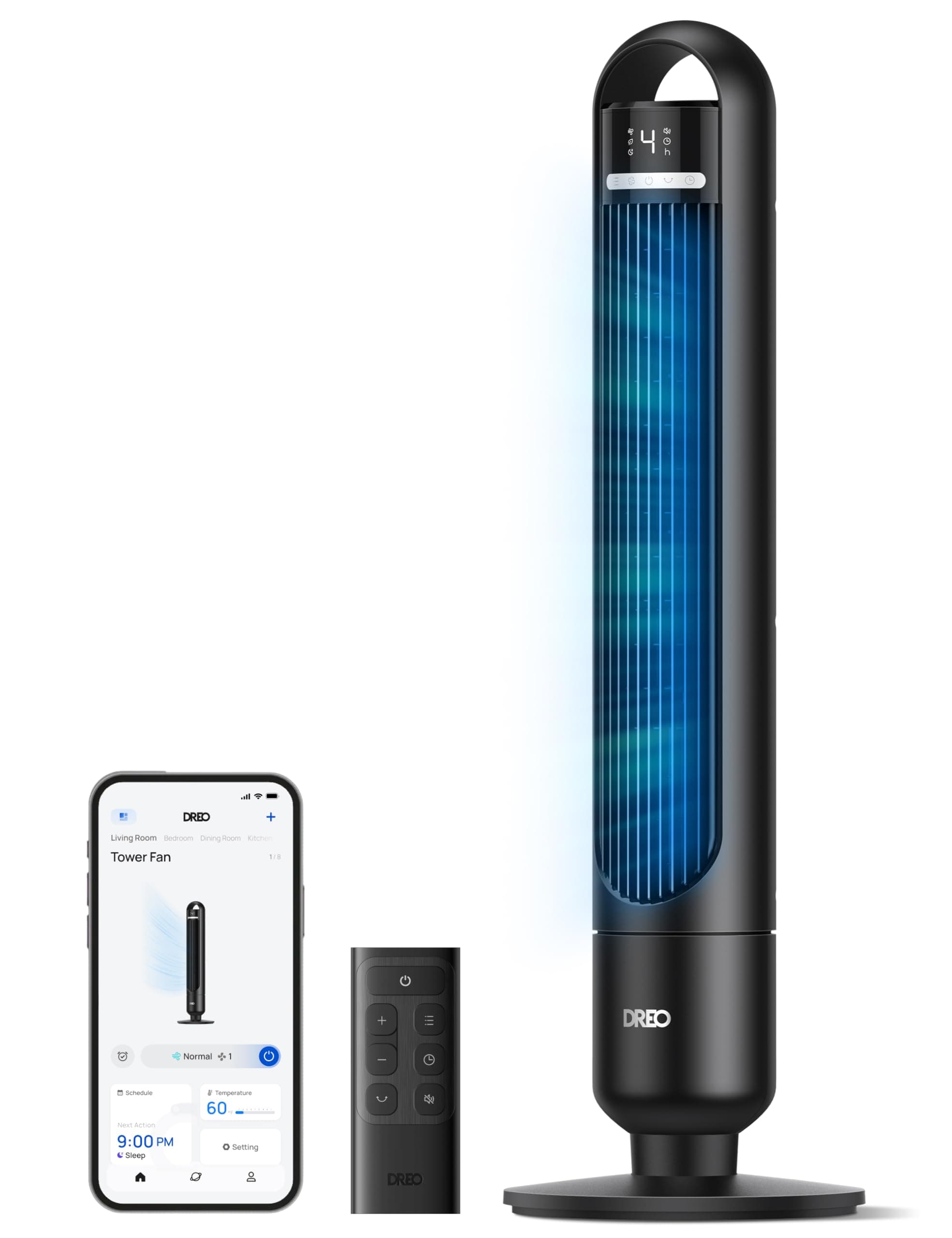 DREO ventilateur colonne intelligent pour chambre à coucher