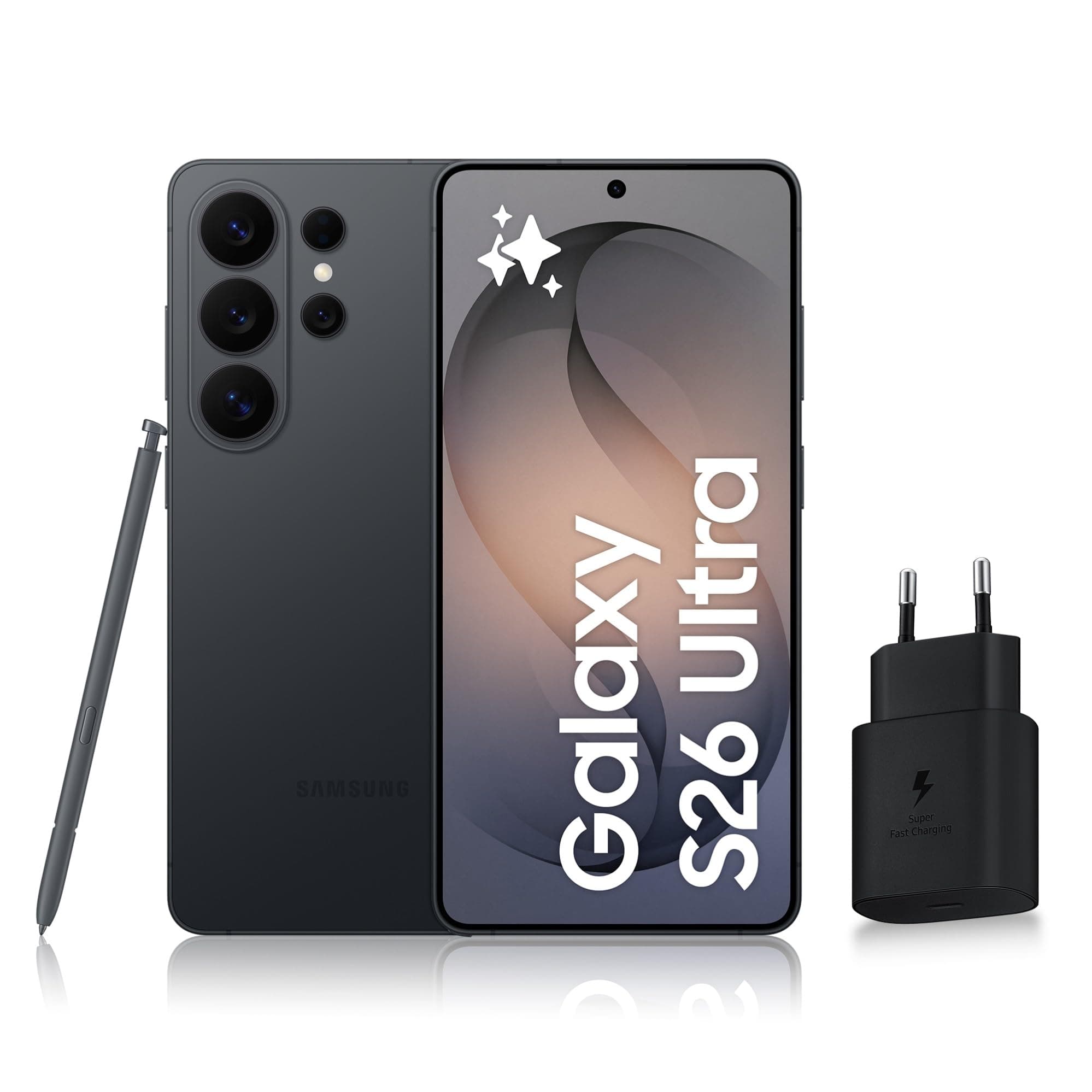 Samsung Galaxy S26 Ultra, Smartphone Android 5G avec Galaxy AI, 256 Go, Chargeur Secteur Rapide 25W Inclus, Smartphone déverrouillé, Noir, Version FR