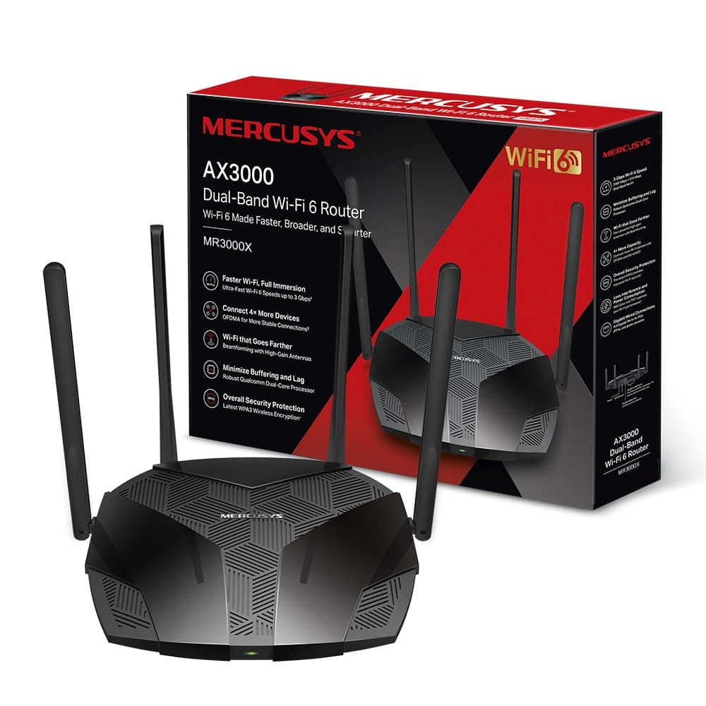 Mercusys MR3000X Routeur WiFi 6 AX3000 Bi-Bande