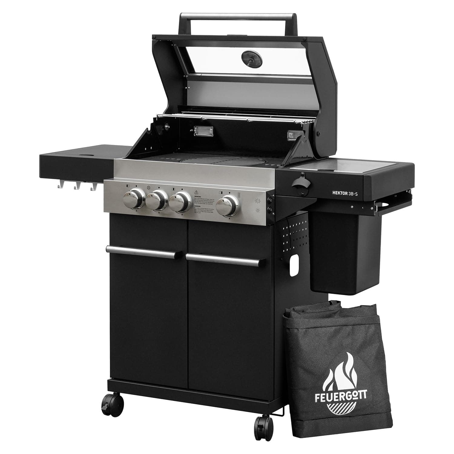 Hektor 3B-S 60010 Station de barbecue à gaz 3 brûleurs avec couvercle