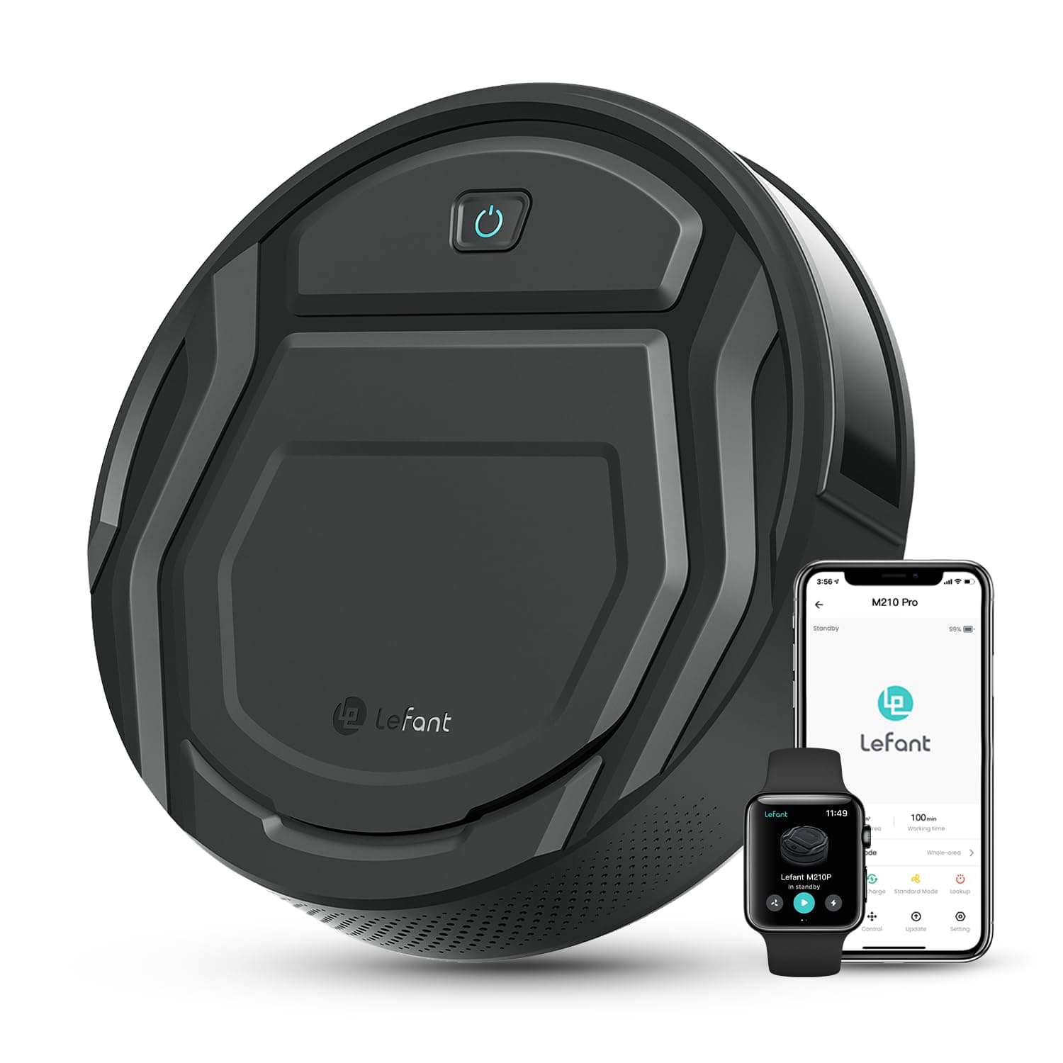 Lefant Aspirateur Robot, Robot Aspirateur Mince Silencieux Connecté avec WiFi/Bluetooth/Alexa/App, 6 Modes de Nettoyage, Auto-Charge, 120min d'Autonomie, Idéal pour Poils d'animaux Sols Durs, M210P – Image 1