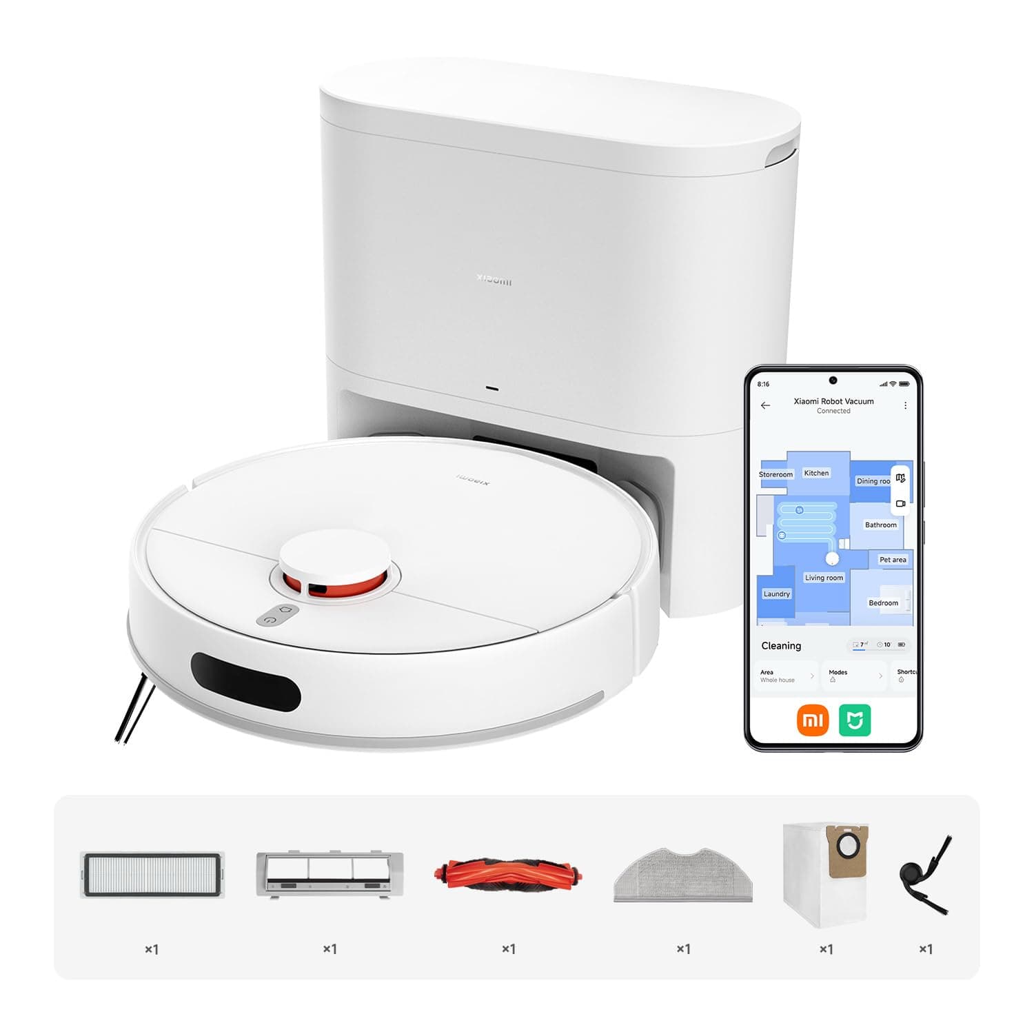 XIAOMI Robot Vacuum H40 : Aspiration 10 000 Pa, Navigation LDS, cartographie Intelligente, Brosse Anti-enchevêtrement, vidage Auto, 180 Min d’autonomie, appli Home, contrôle Vocal.