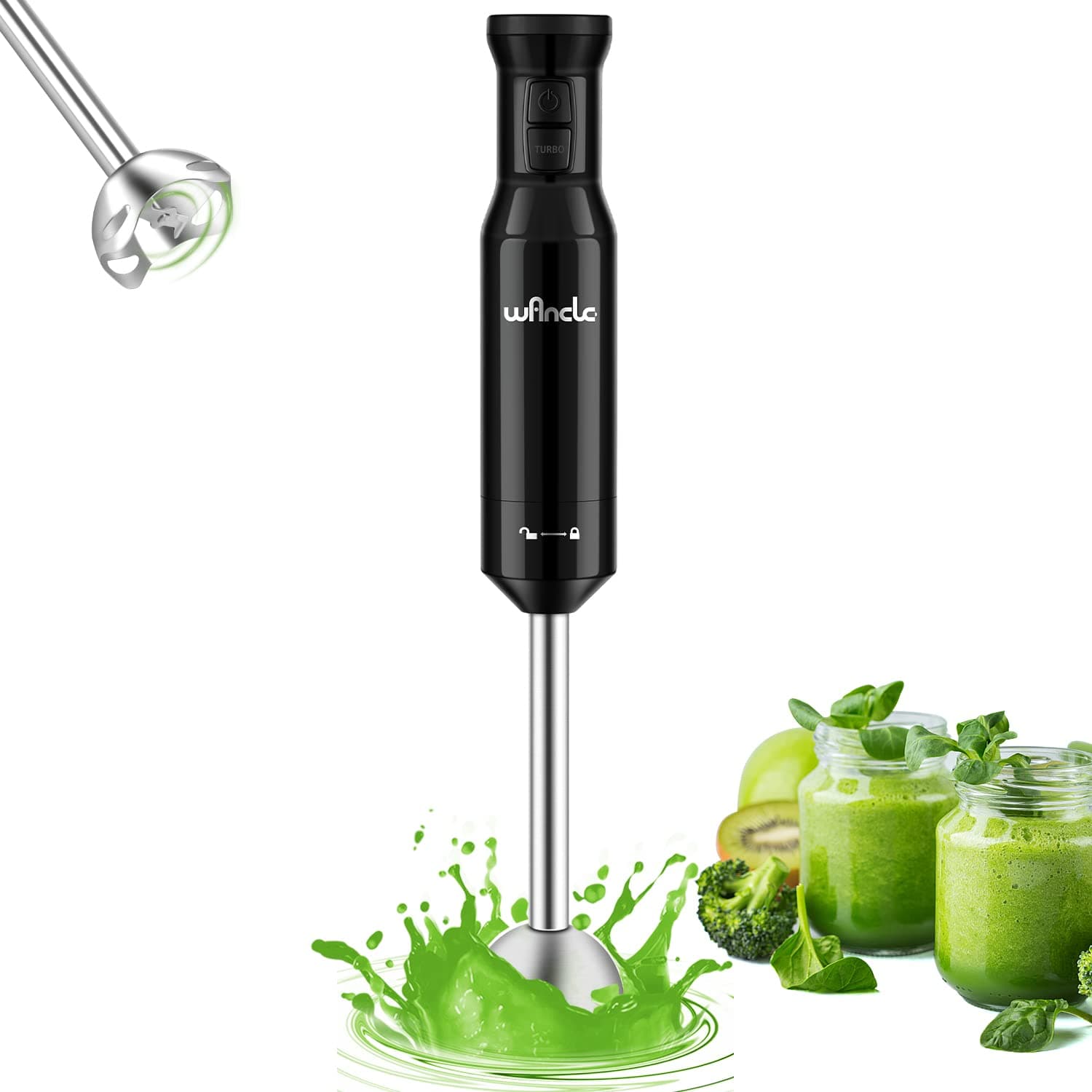 Mixeur Plongeant, Wancle mixer plongeur 600W, avec mode turbo pour