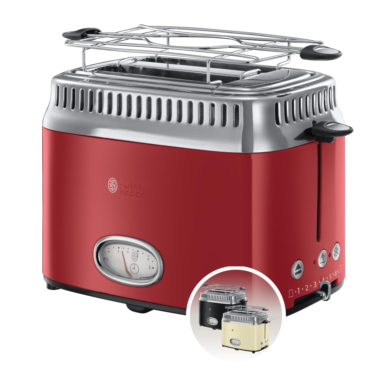 Russell Hobbs Grille Pain Retro rouge (2 Tranches – Image 1