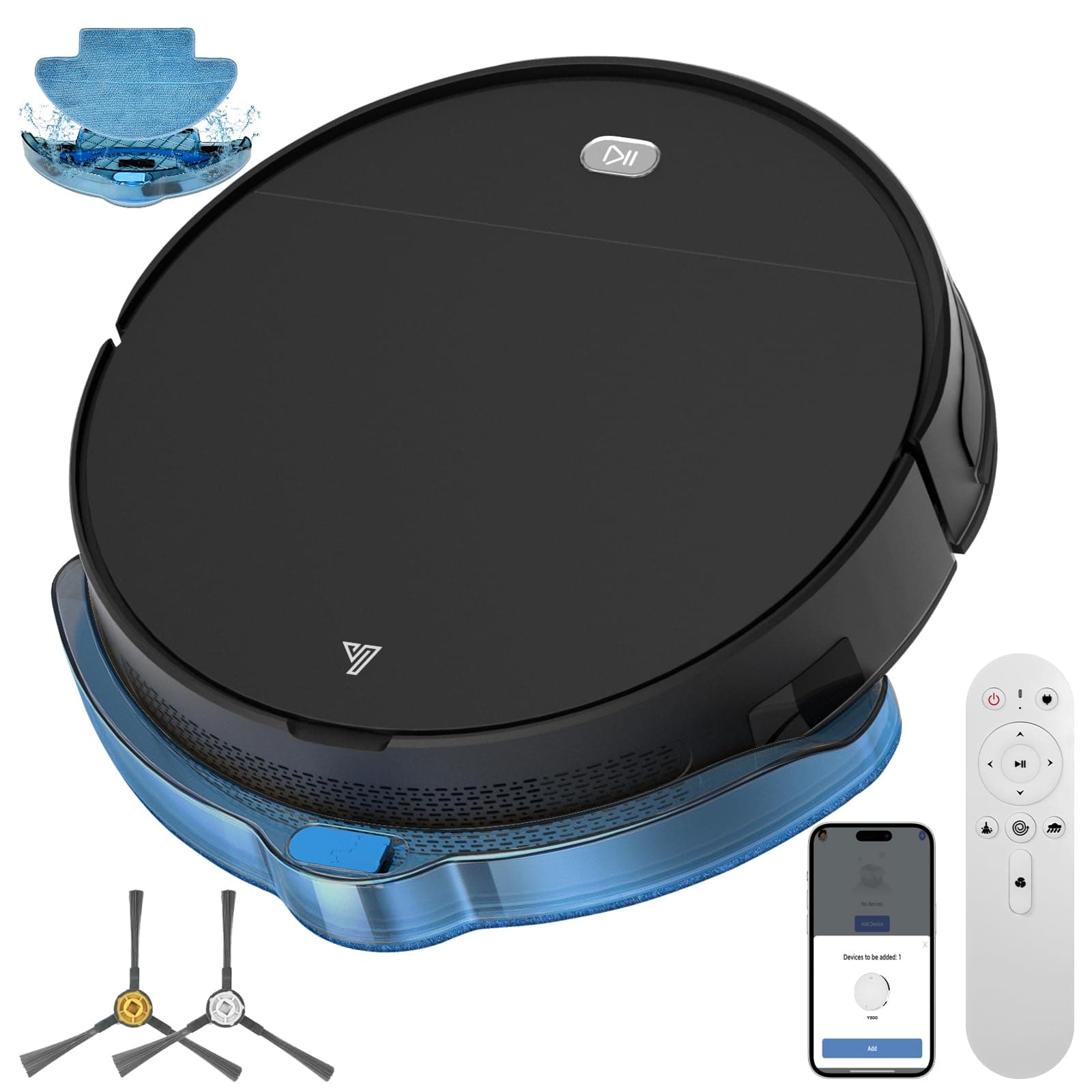 2026 Robot Aspirateur Laveur 3 Modes de Nettoyage, 2 en 1 Aspirateur Robot Jusqu'à 5500Pa, WiFi/Alexa/App, 7.8CM, Auto-Charge, Nettoyage Intelligent pour Poils d’Animaux et Poussière,Noir