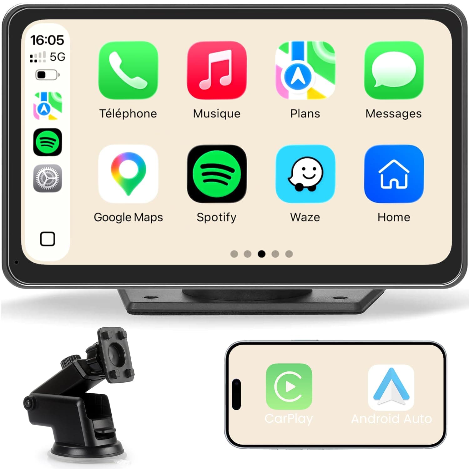 CarPlay Voiture, Portable Autoradio CarPlay & Android Auto sans Fil