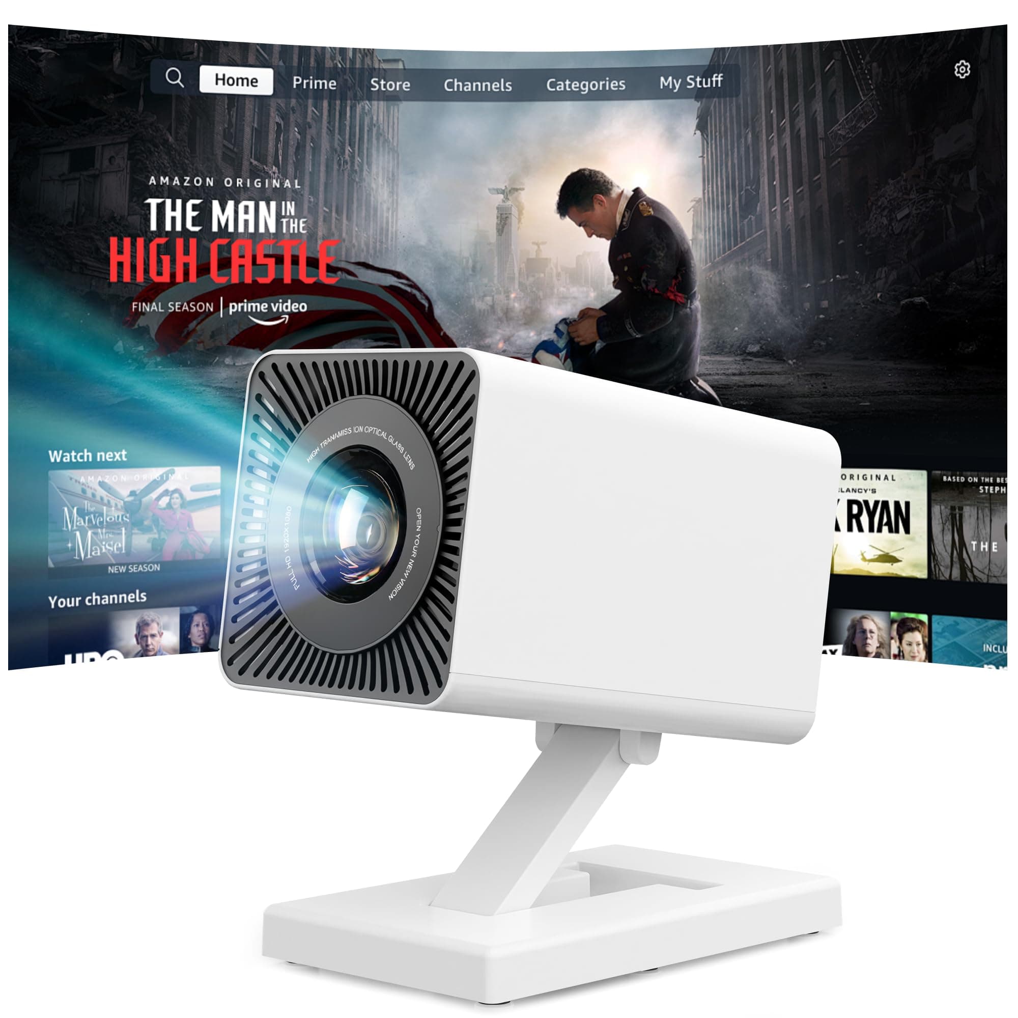 Mini Projecteur 4K Videoprojecteur Portable Projecteur Video WiFi 6 BT 5.4 Android 11 Retroprojecteur 1080P Full HD Supporté Projector pour HDMI/Phone/USB Home Cinéma 180° Rotation