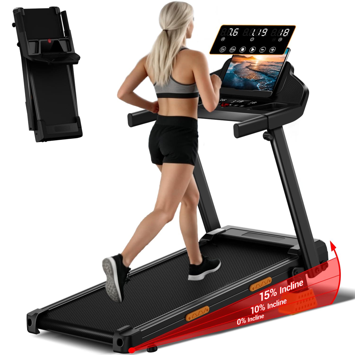 LONTEK Tapis de Course Pliable Inclinable 15% – Image 1