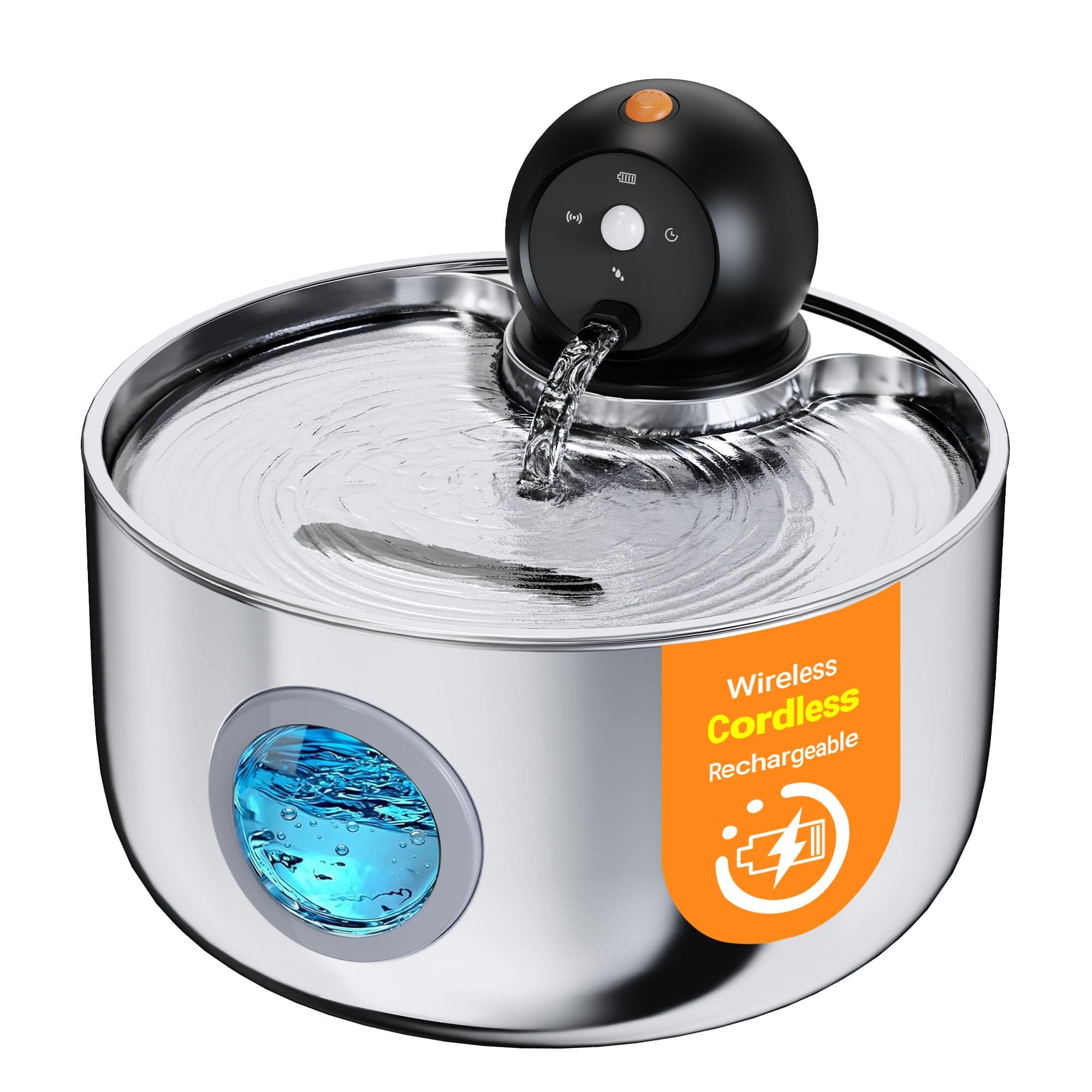 Fontaine a Eau Chat sans Fil: Fontaine à Eau pour Chat INOX avec – Image 1