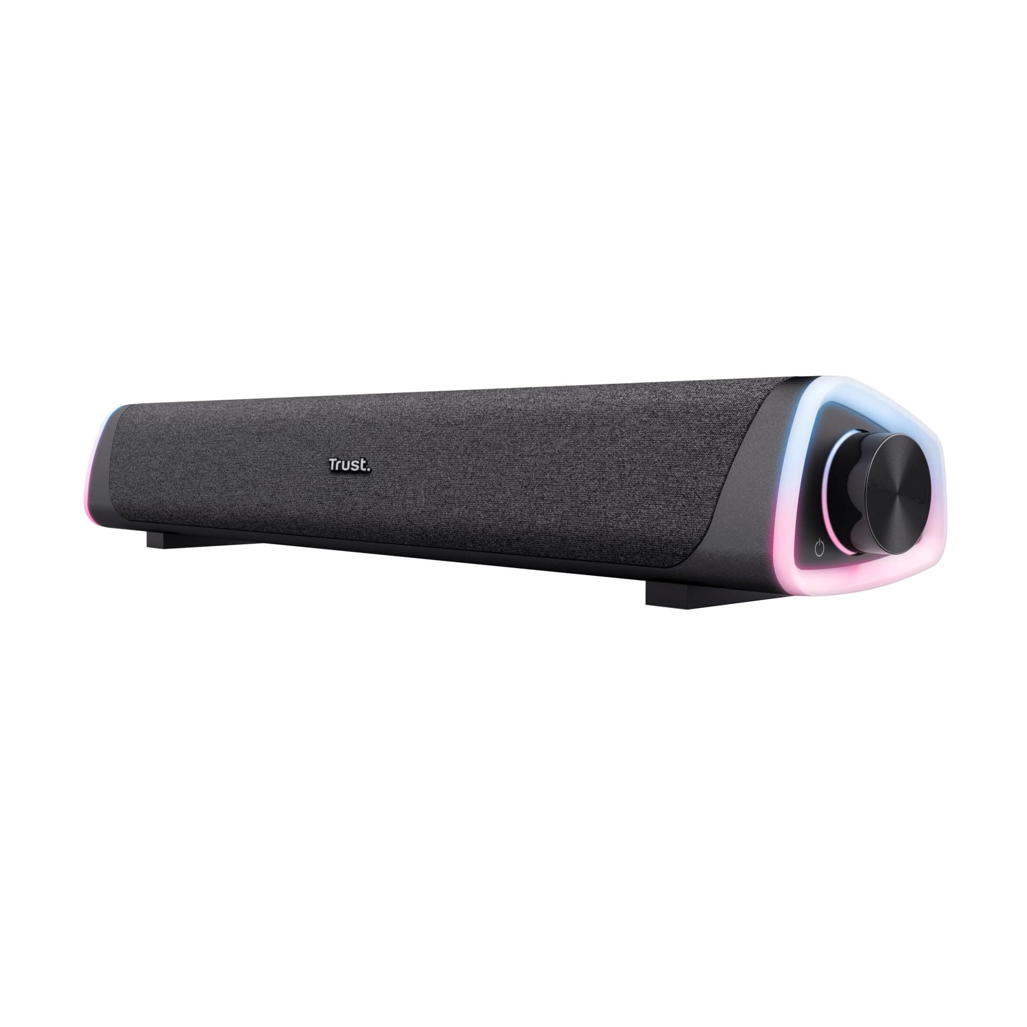 Trust Liro Barre de Son PC 12W, Enceinte PC Stéréo avec Éclairage LED RGB, Connexion Audio 3.5mm, Alimentation USB, Haut Parleur PC Compact Ordinateur Portable Tablet TV, Noir