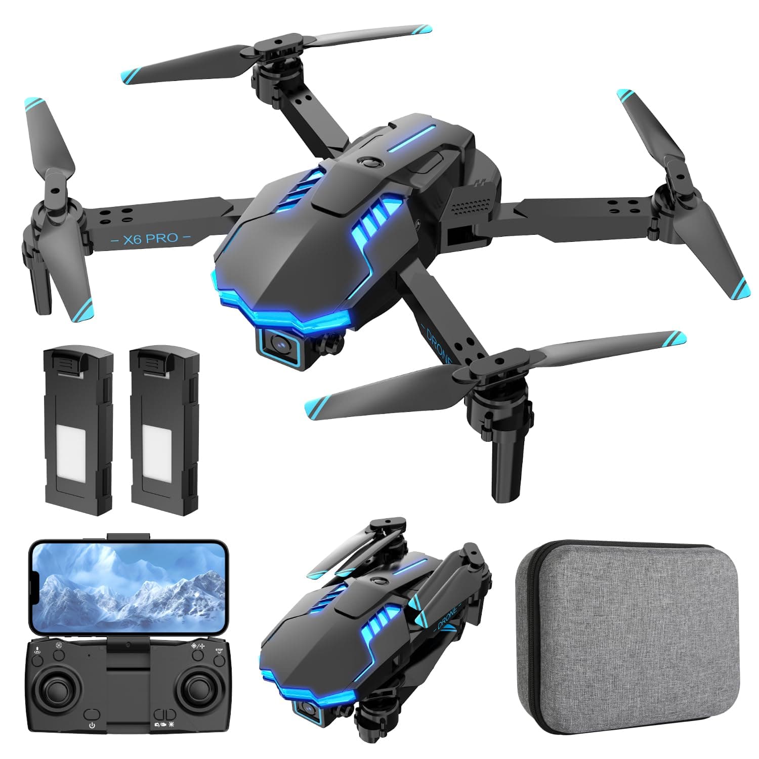 Drone RC Quadricoptère Caméra 1080P pour Enfants et Adultes