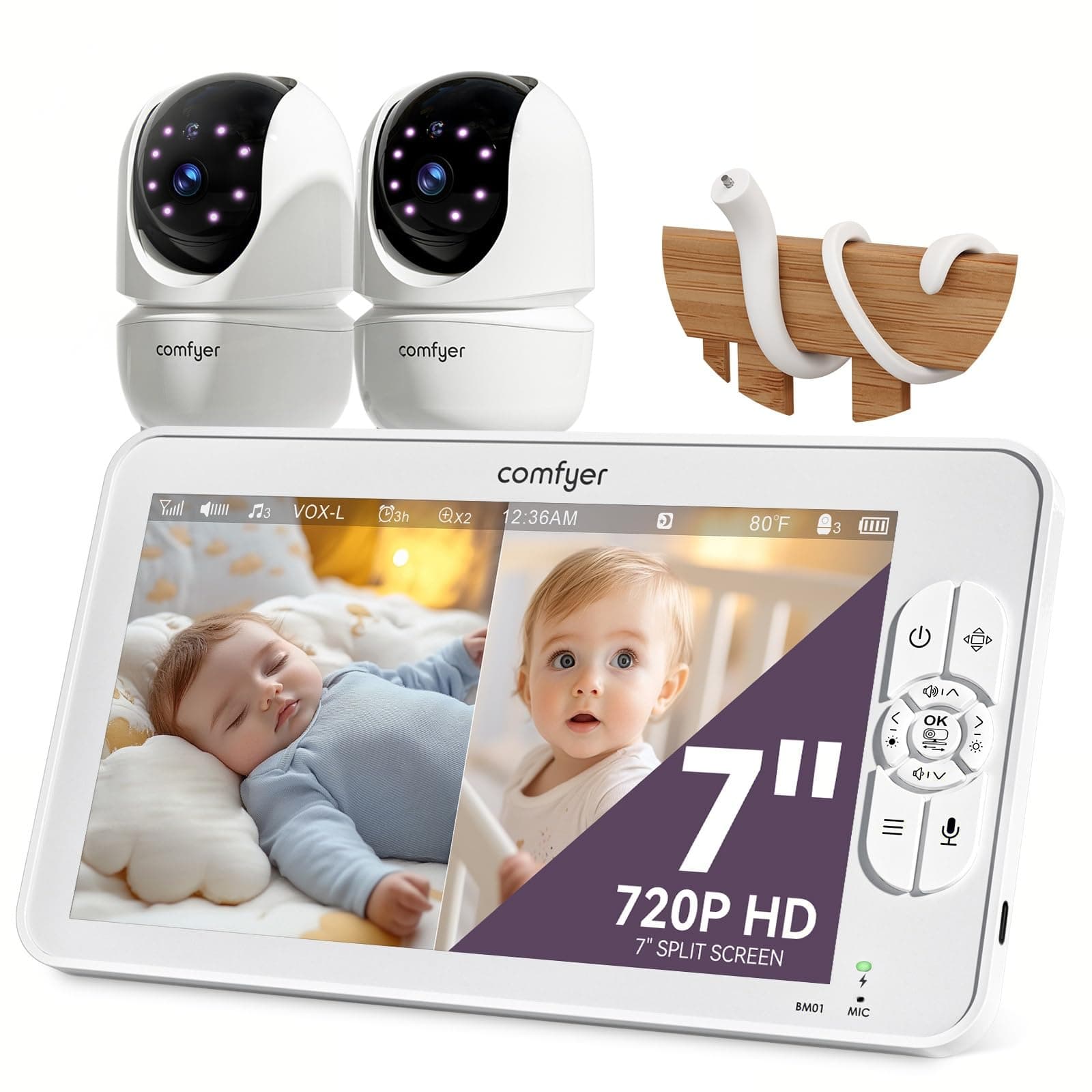 Comfyer BM01 Babyphone 2 Caméras 1080P