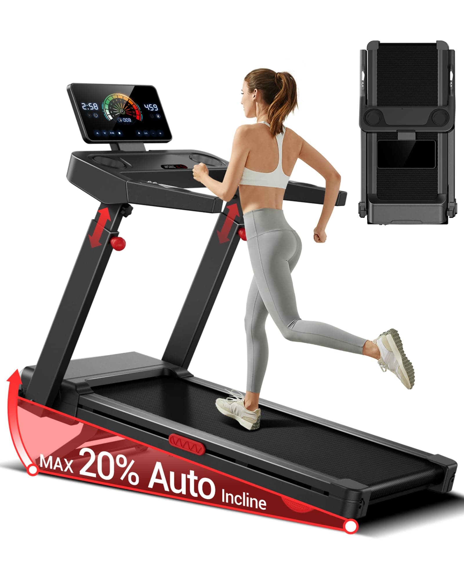 LONTEK Tapis de Course avec Inclinaison Automatique de 20%