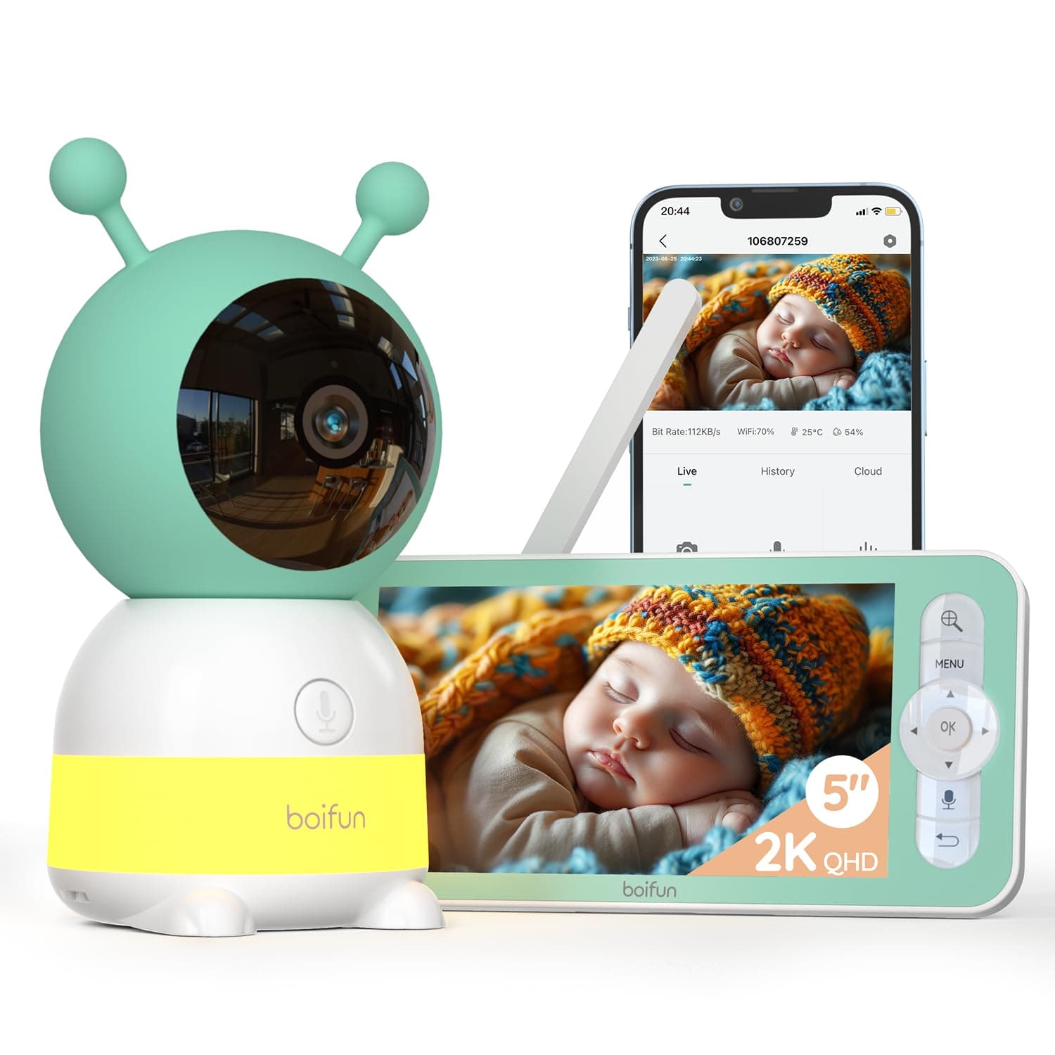 BOIFUN Babyphone Caméra Bébé 2K