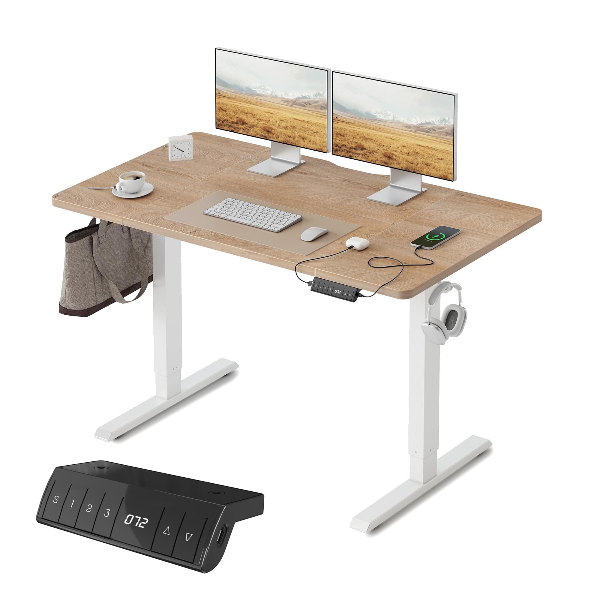 FEZIBO Bureau Assis-Debout avec Ports de Charge USB-A et USB-C