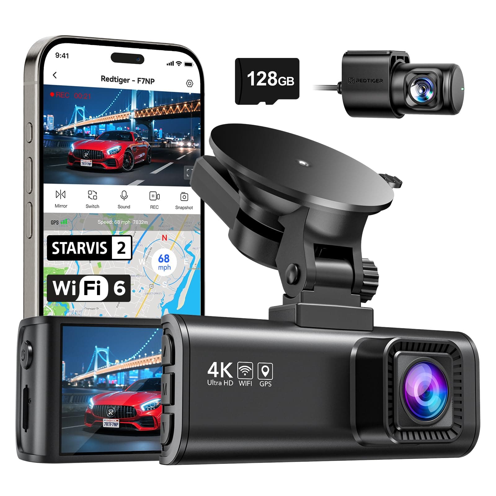 REDTIGER Dashcam Voiture 4K