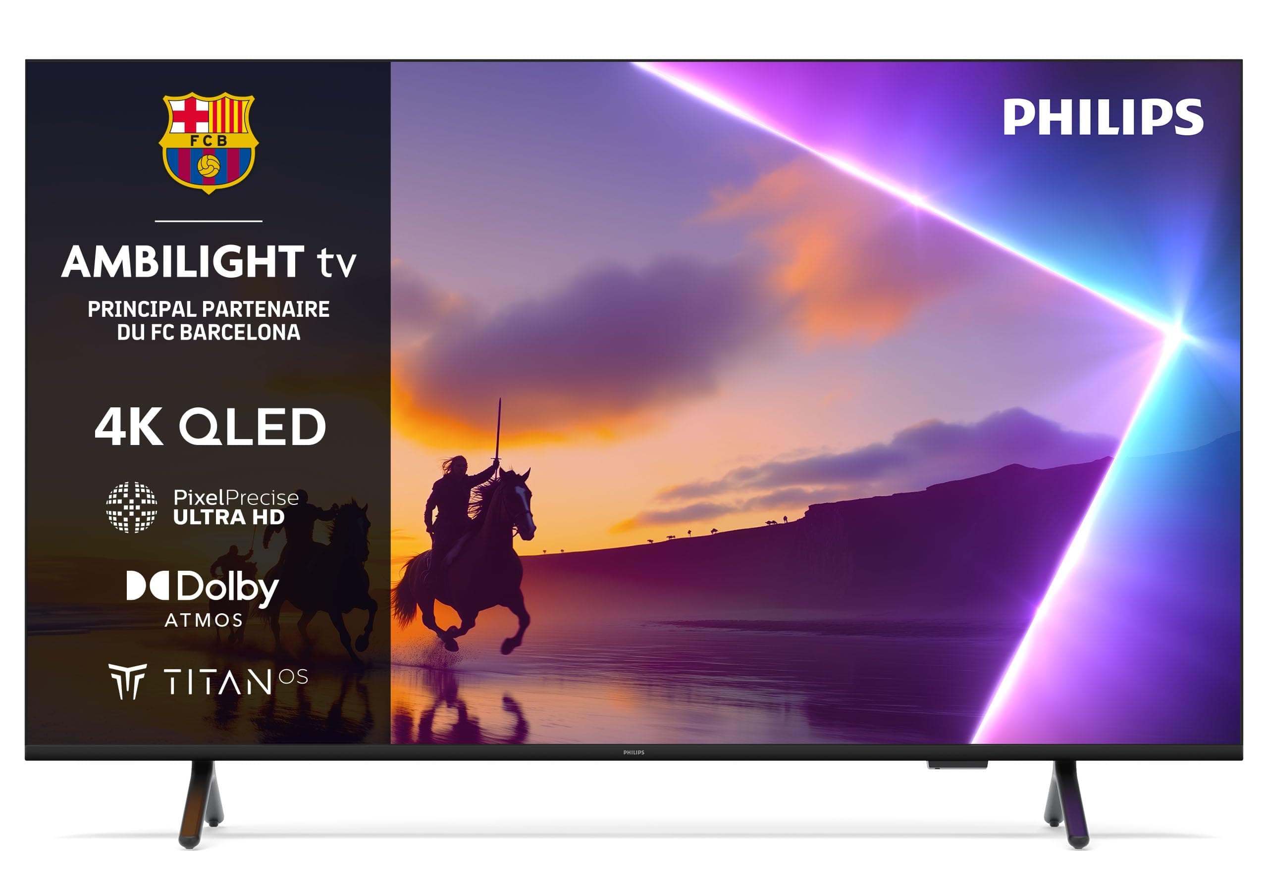 Philips Ambilight 43PUS8500 4K LED Smart TV - Écran 43 Pouces avec Plateforme Pixel Precise Ultra HD, Titan OS et Son Dolby Atmos, Compatible Alexa et Assistant Vocal Google
