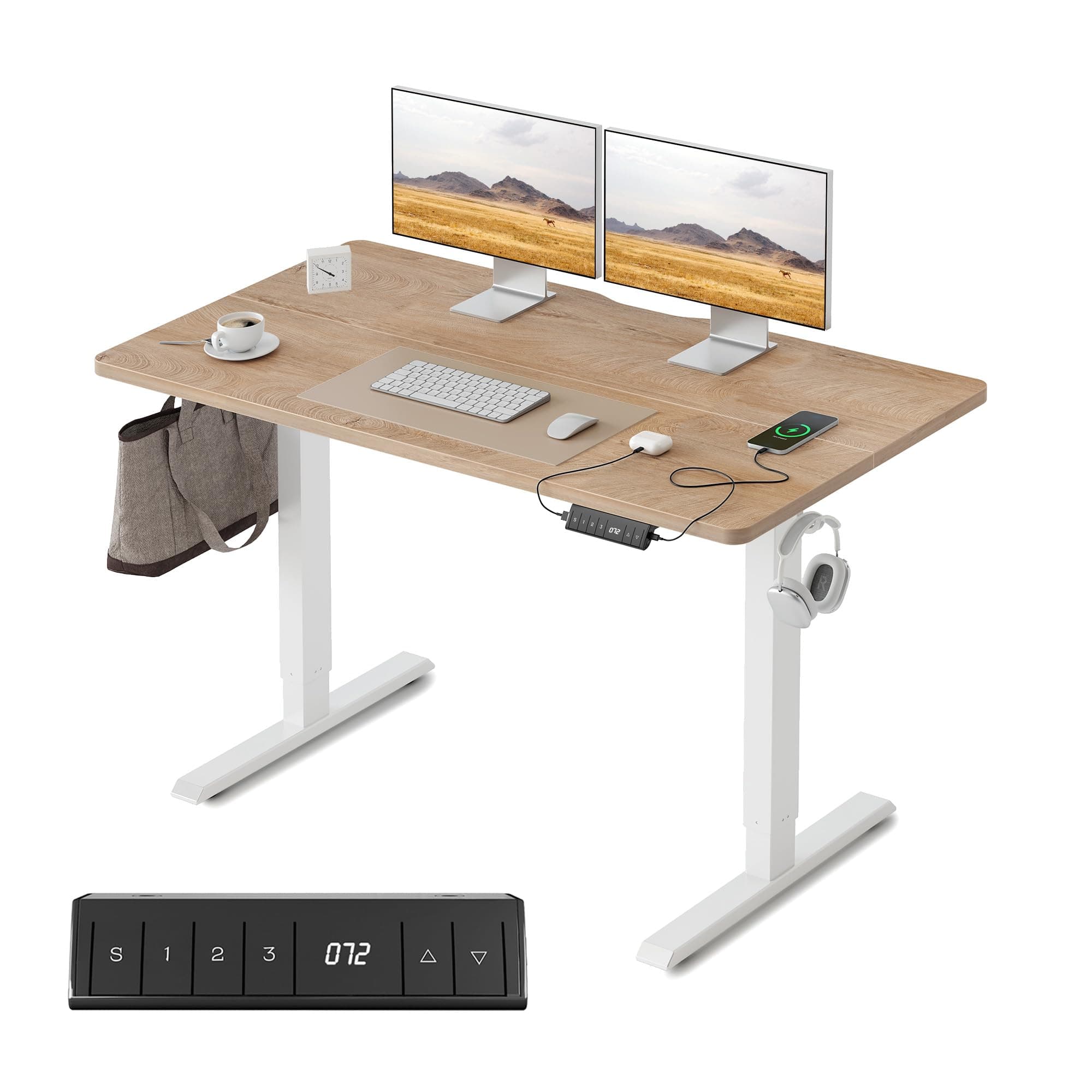 FEZIBO Bureau Assis-Debout Électrique avec Ports de Charge