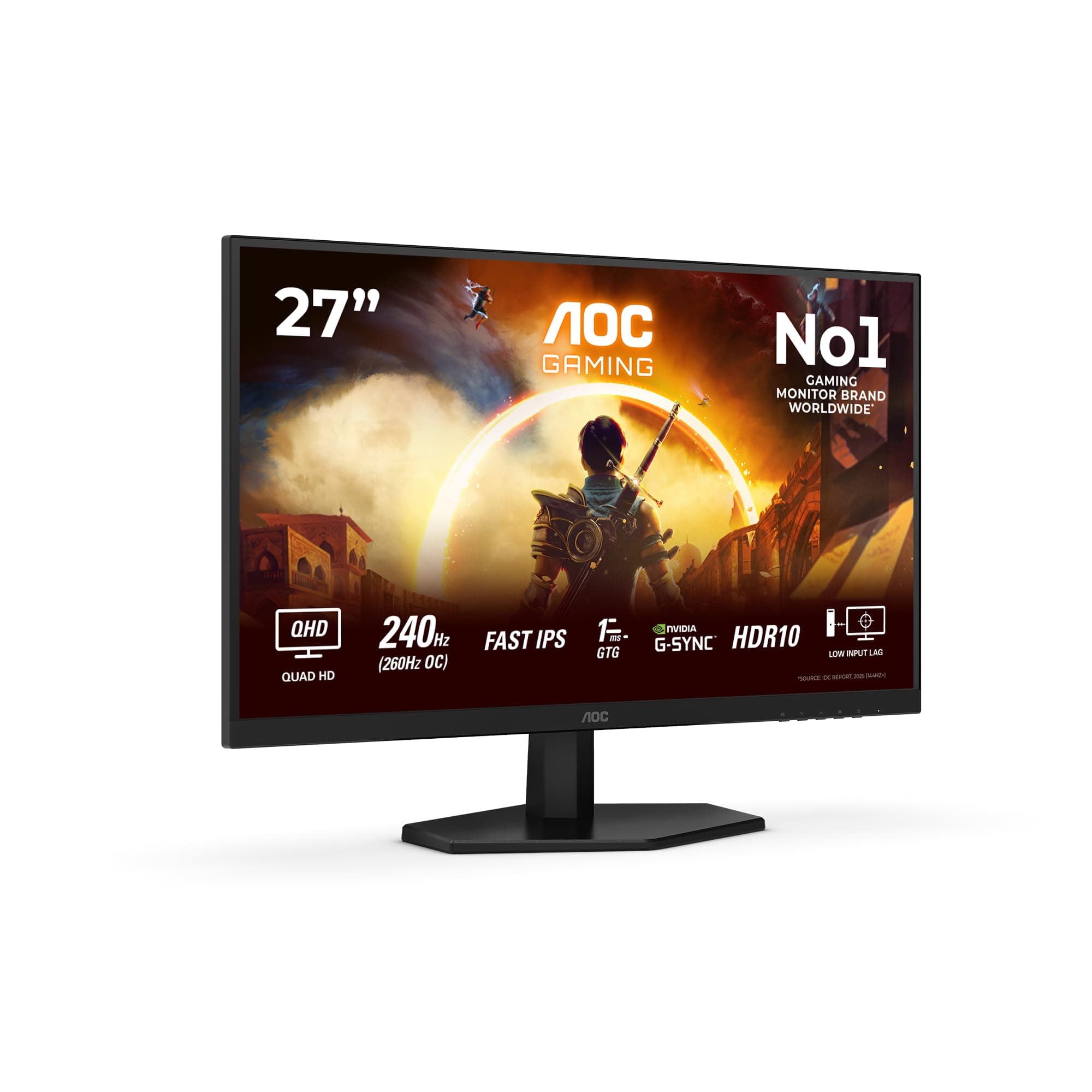 AOC Gaming Moniteur Q27G42ZE 27 Pouce 260Hz, Fast IPS Dalle, 0.3ms MPRT, HDR10, G-Sync Compatible, (2560x1440 HDMI 1x 2.0 DP 1x 1.4) Noir