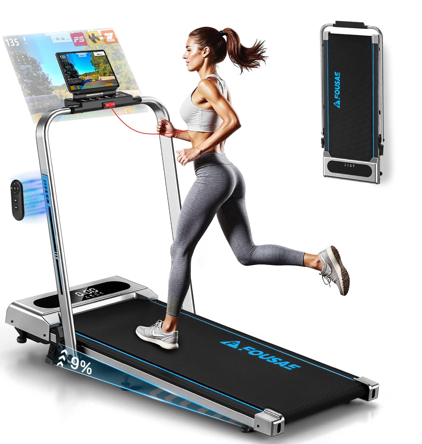 Tapis de Course, FOUSAE Tapis de Marche Pliable avec 12 Programmes