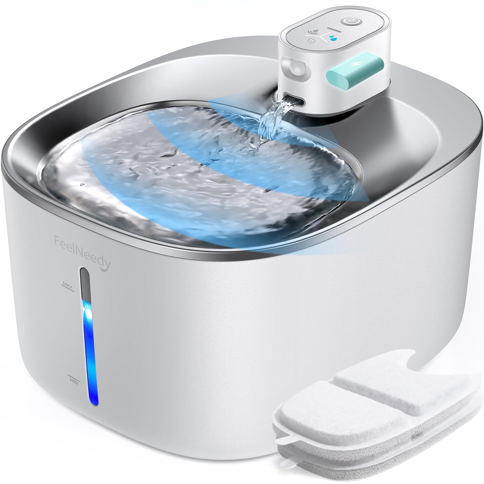 FEELNEEDY 4L Fontaine a Eau Chat sans Fil avec Detecteur de Mouvement