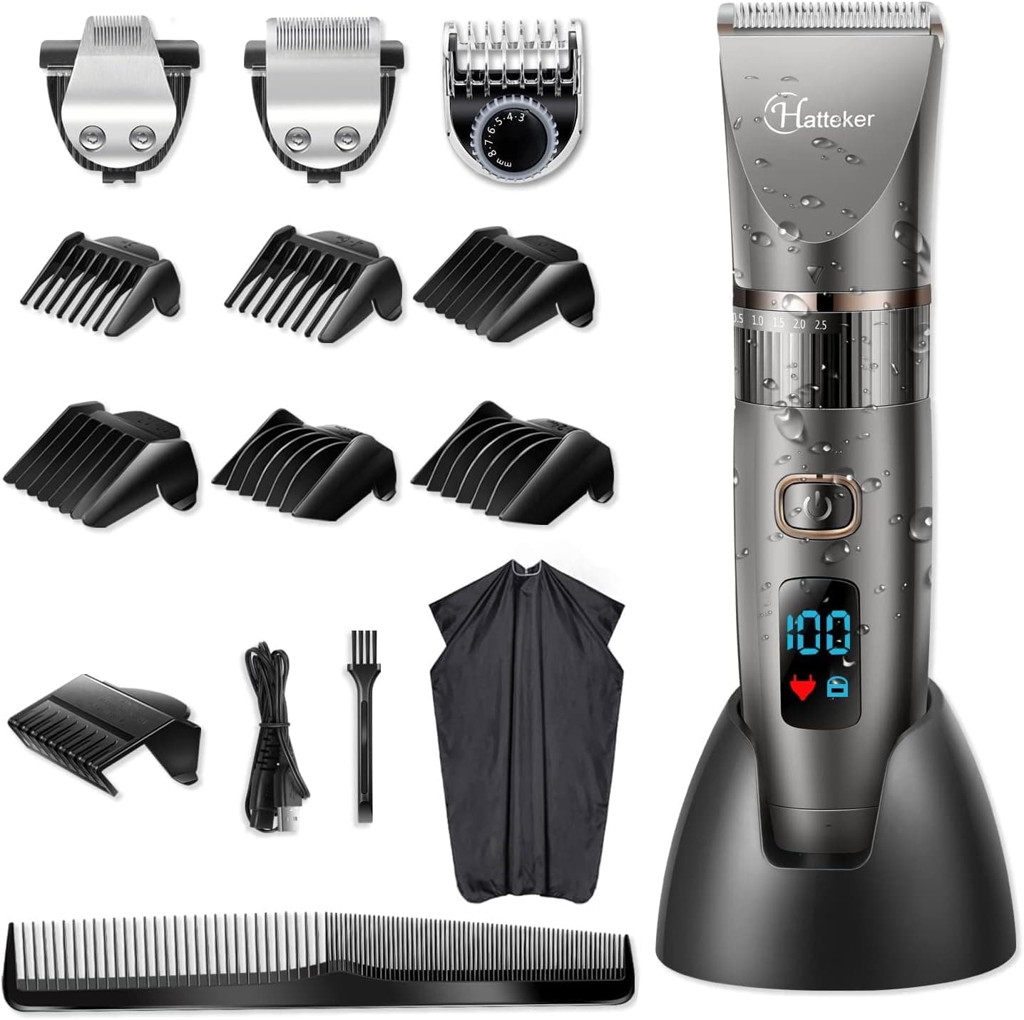 Hatteker Tondeuse Cheveux Professionnelle Sans Fil Barbe Hommes