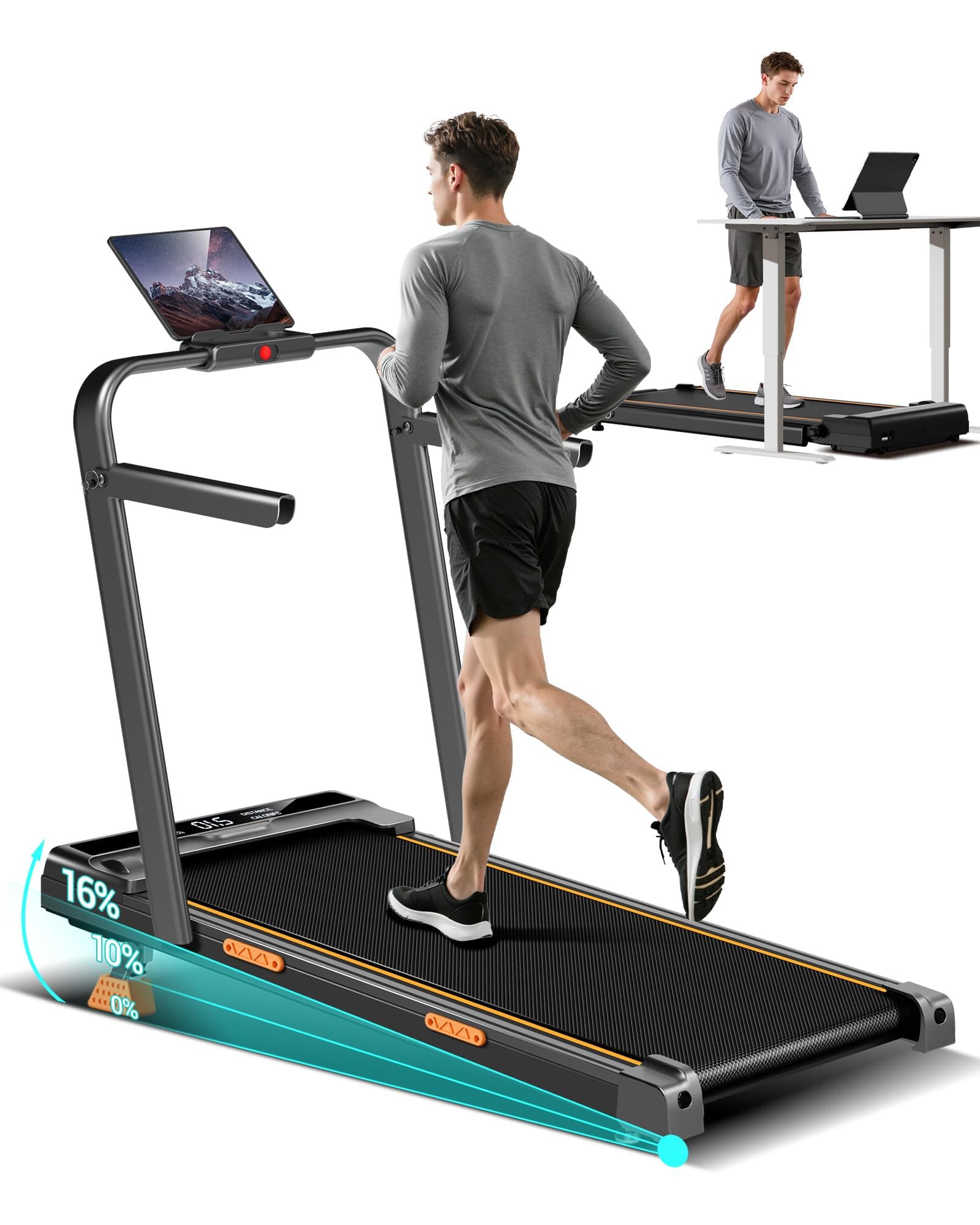UMAY Tapis de Course Pliable Inclinable 16%