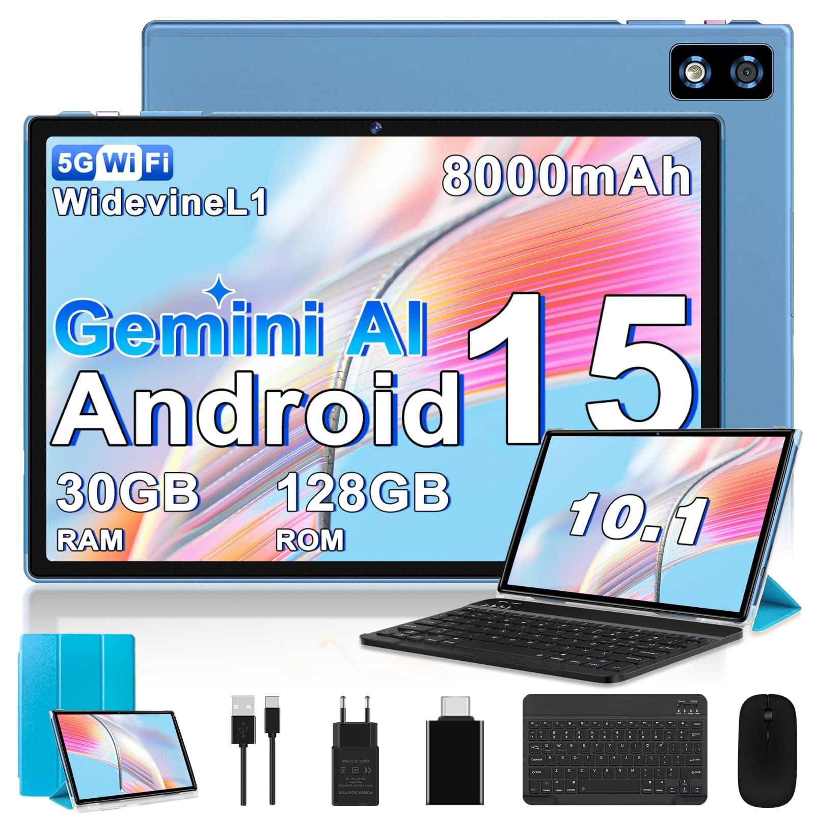Tablette Tactile 10 Pouces Android 15 Gemini AI