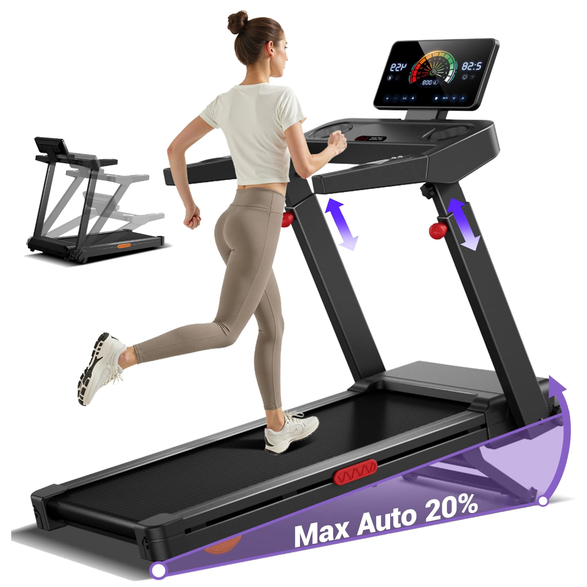 UMAY Tapis de Course avec Inclinaison Automatique de 20%
