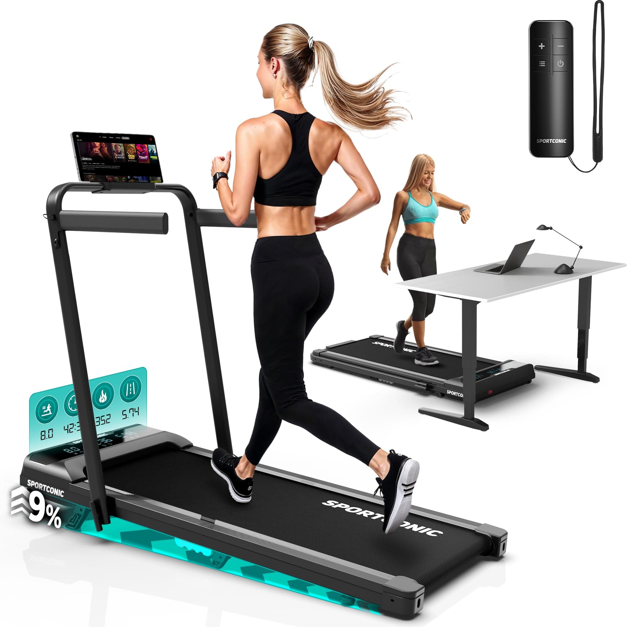 Sportconic Tapis de Marche Pliable Inclinable