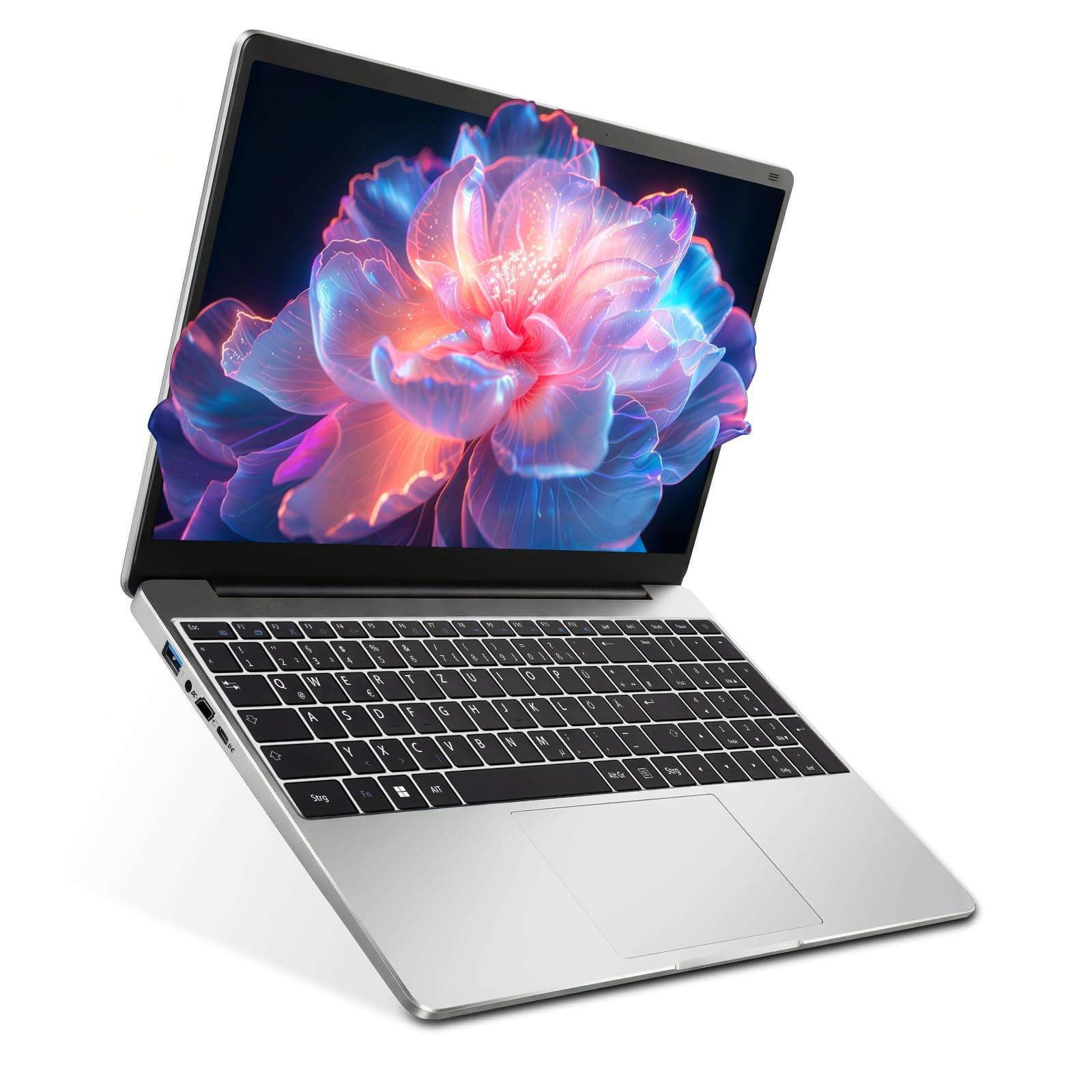 Ordinateur Portable Windows 11 Laptop, Film Silicone Pour Clavier AZERTY PC Portable 15,6 Pouces Windows 11 et Suite Office 365 1 an 5205U (Jusqu'à 2,3GHz) 4Go RAM 128Go ROM Extensible TF 512Go