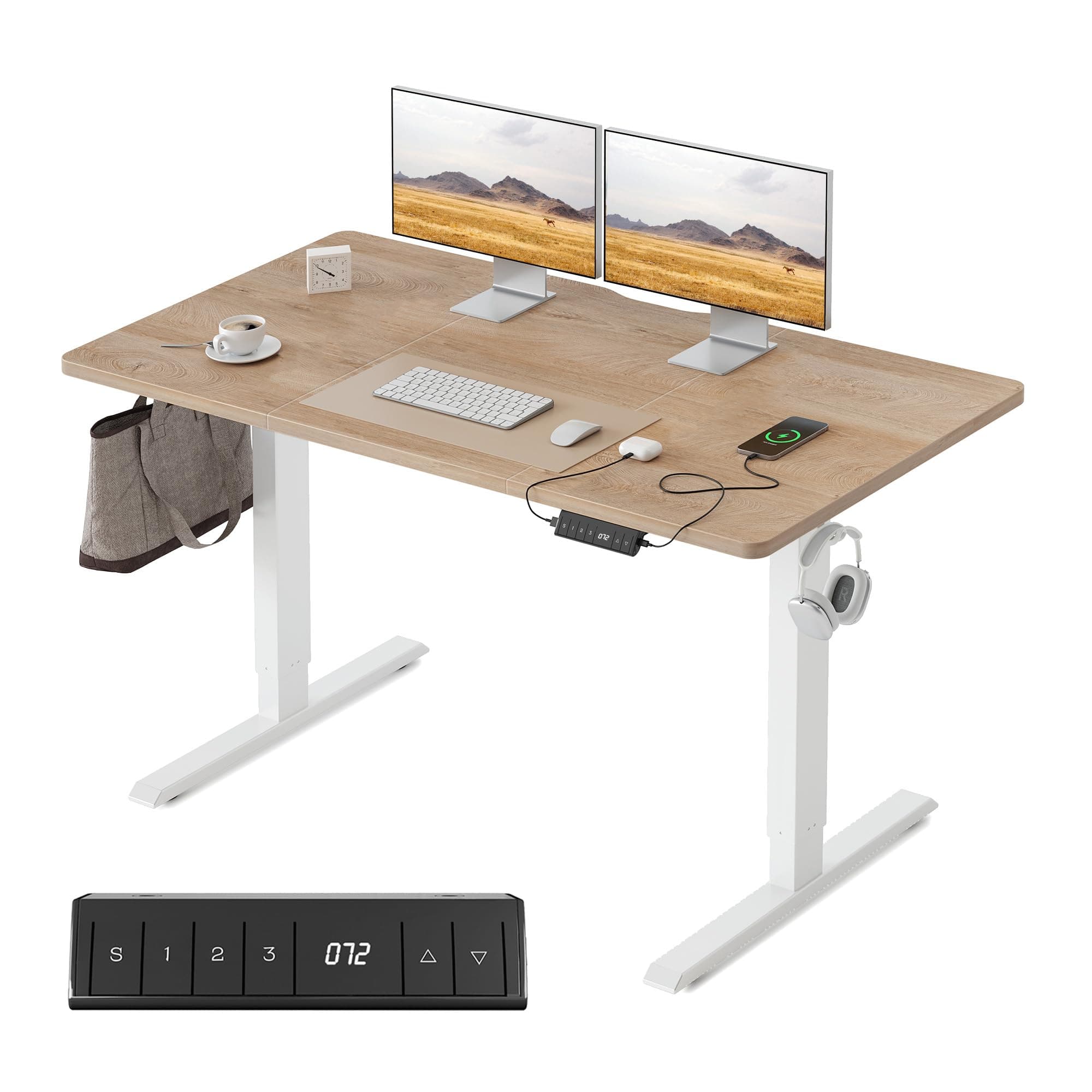 FEZIBO Bureau Assis-Debout Électrique avec Ports de Charge