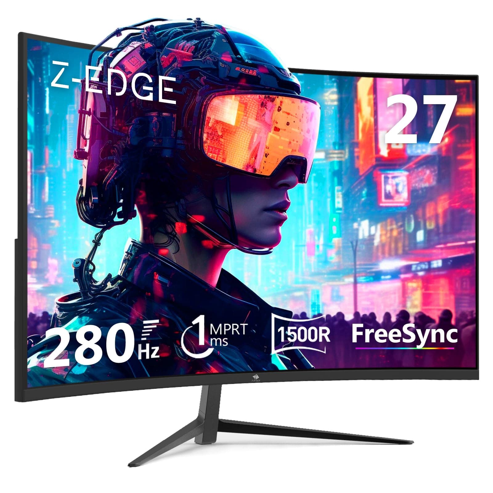 Z-Edge Ecran Pc Gamer Incurvé 27'' 280 Hz (DP×2), 1ms, FHD, FreeSync, Moniteur Gaming 16:9, Inclinaison Réglable, 4000:1, 240 Hz (HDMI×2), 1500R VA, 178° Angle Vue, VESA 100*100mm (HDMI Câble Inclus)